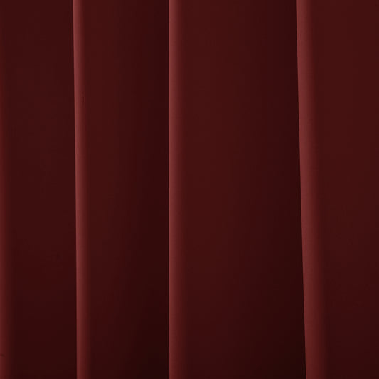 2 Pcs Maroon-Beige Blackout Gold Faux Silk Room Darkening Door Curtains, 7 Ft
