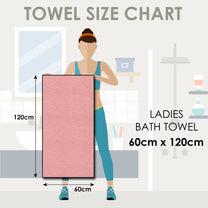 Story@Home 2 Units 100% Cotton Ladies Bath Towels - White and Charcoal Grey