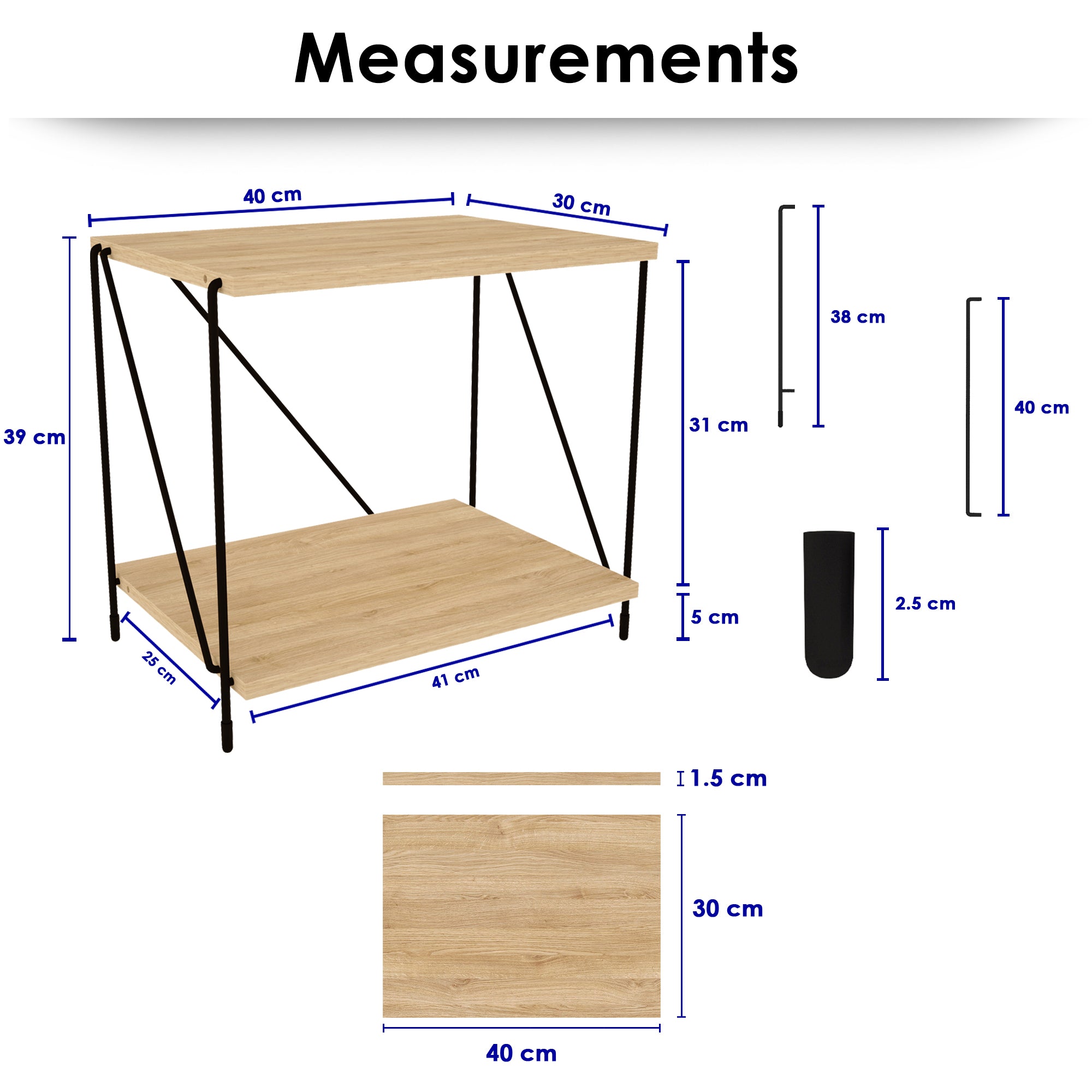 Lazywud DIY String Rack Bed Side Table For Bedroom and Corner Table for Living Room (Summer Oak)