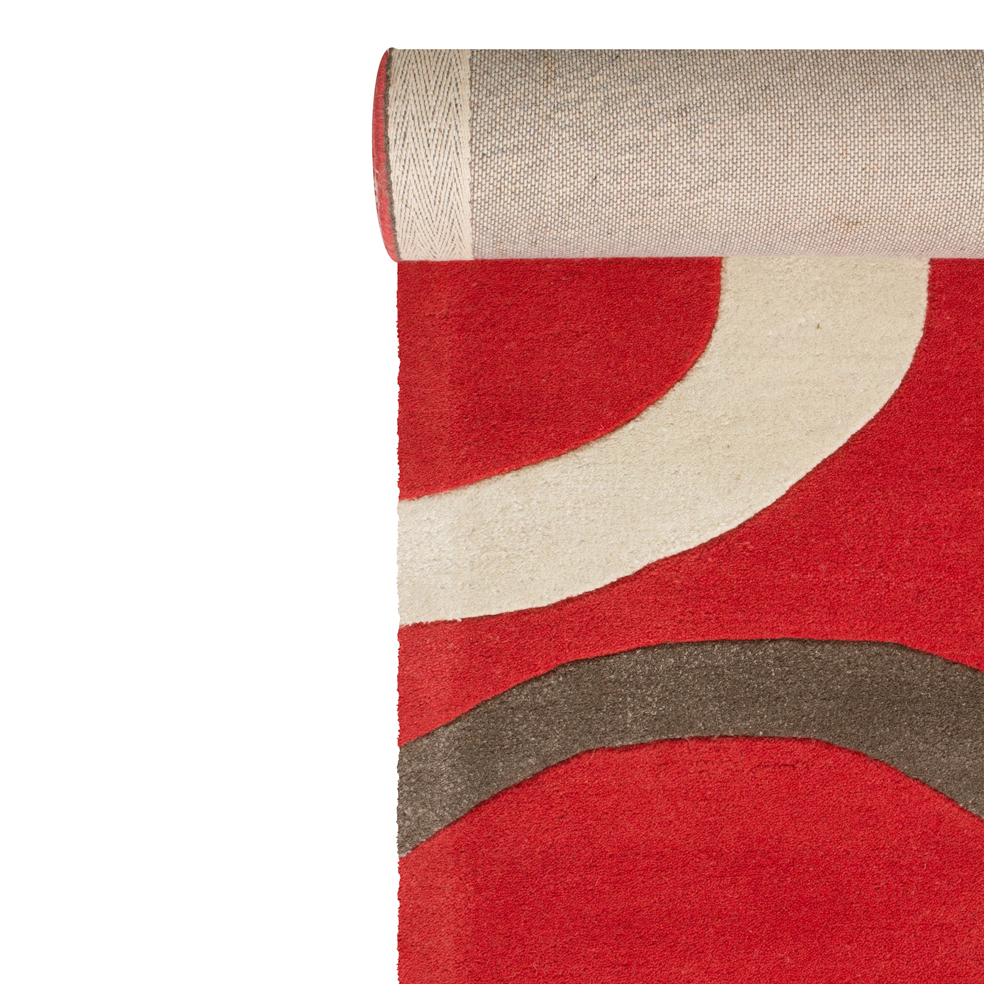 Red Woolen Handmade Abstract Bhadohi Carpet