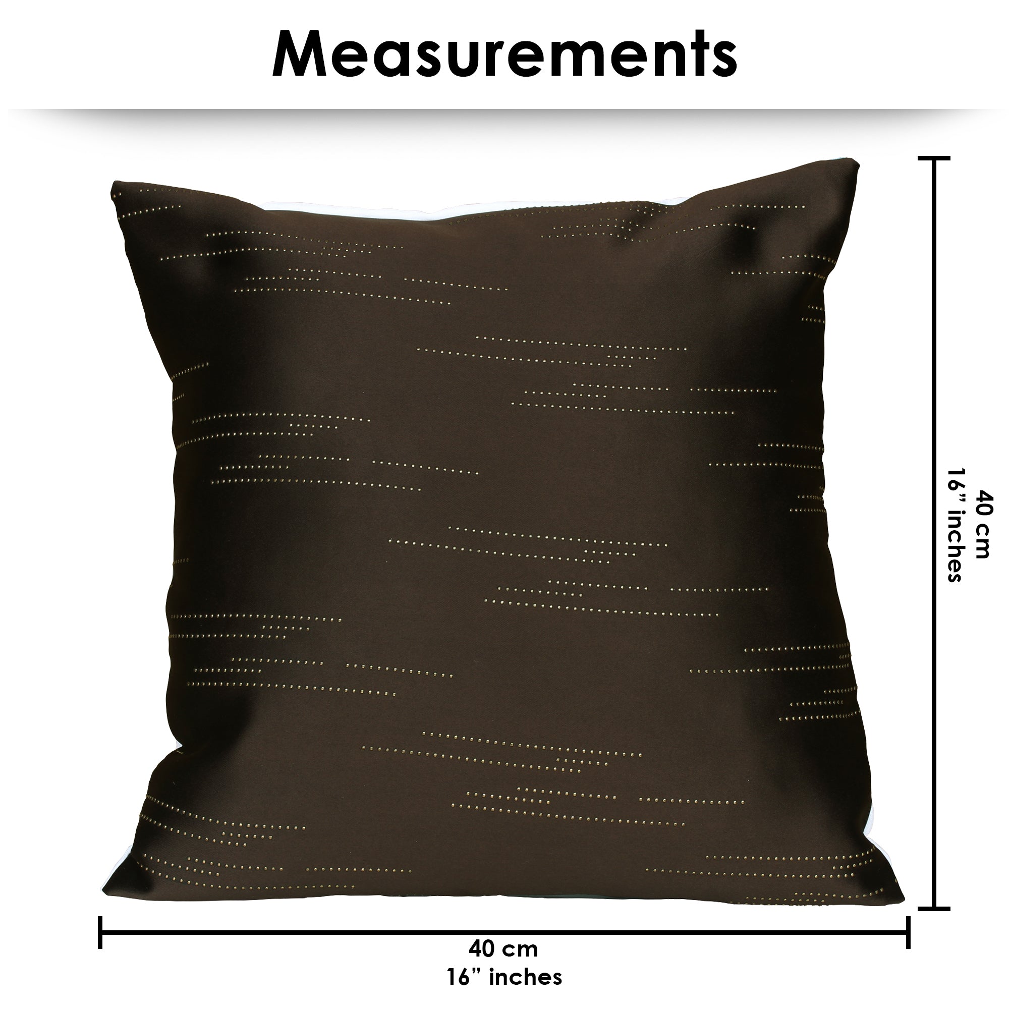 Story@Home Dark Brown Dotted Lines Polyester 6 pcs of Alegra Cushion Covers