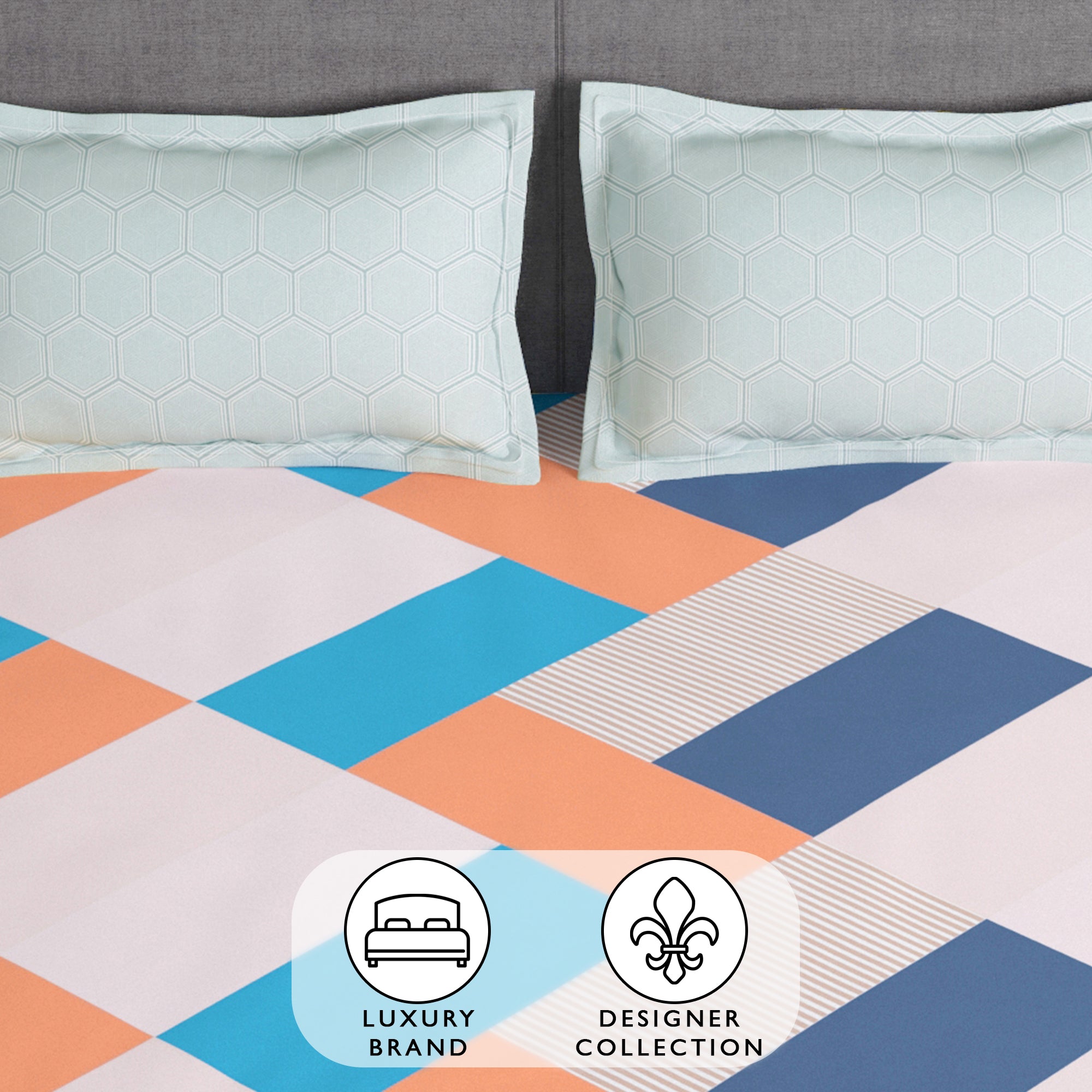 Arena 186 TC Peach Double Size Bedsheet With 2 Pillow Cover