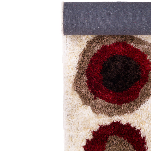 Circle Pattern Beige Carpet for Living Room & Bedroom