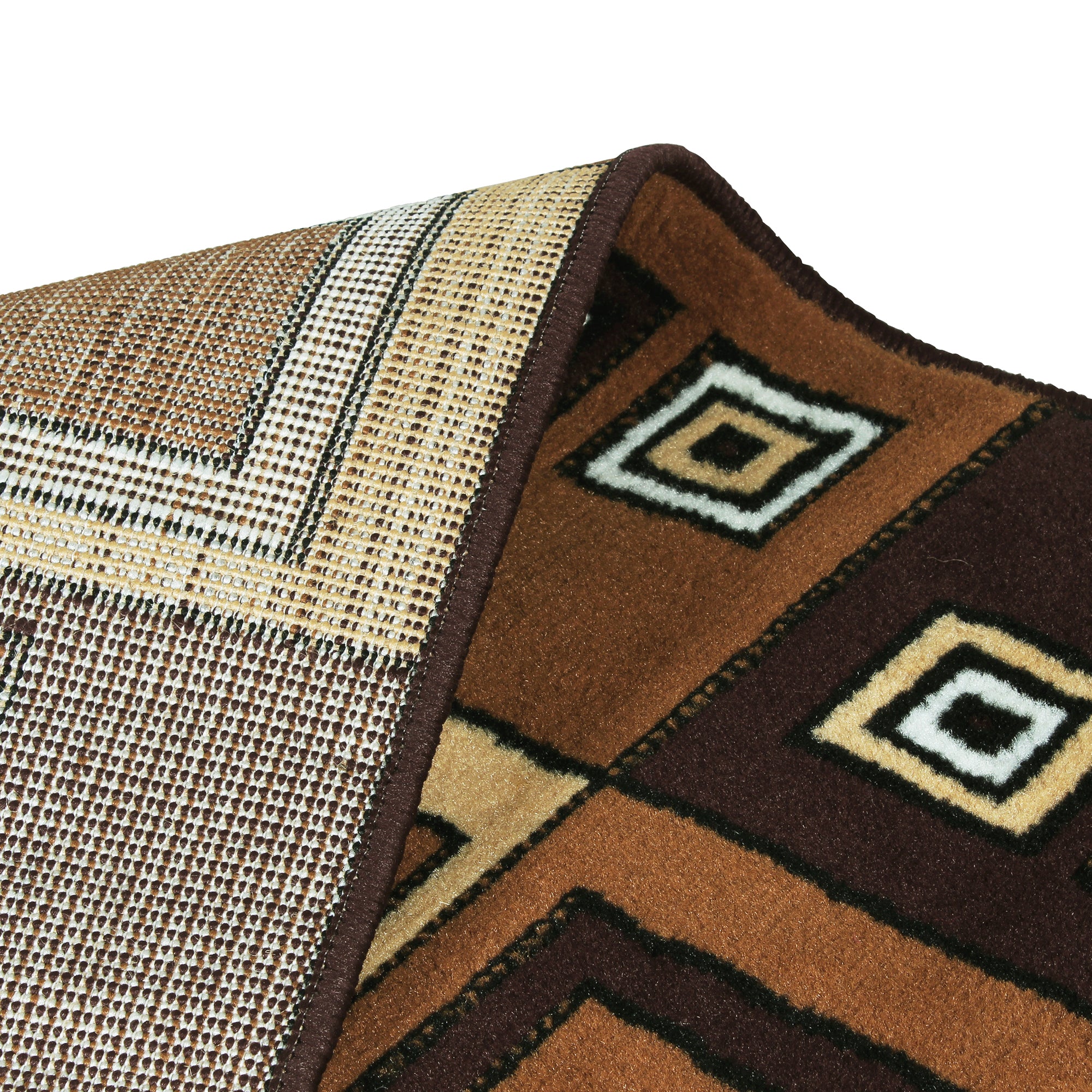 Brown Geometric Rustico Rug/Carpet with Anti Skid Backing