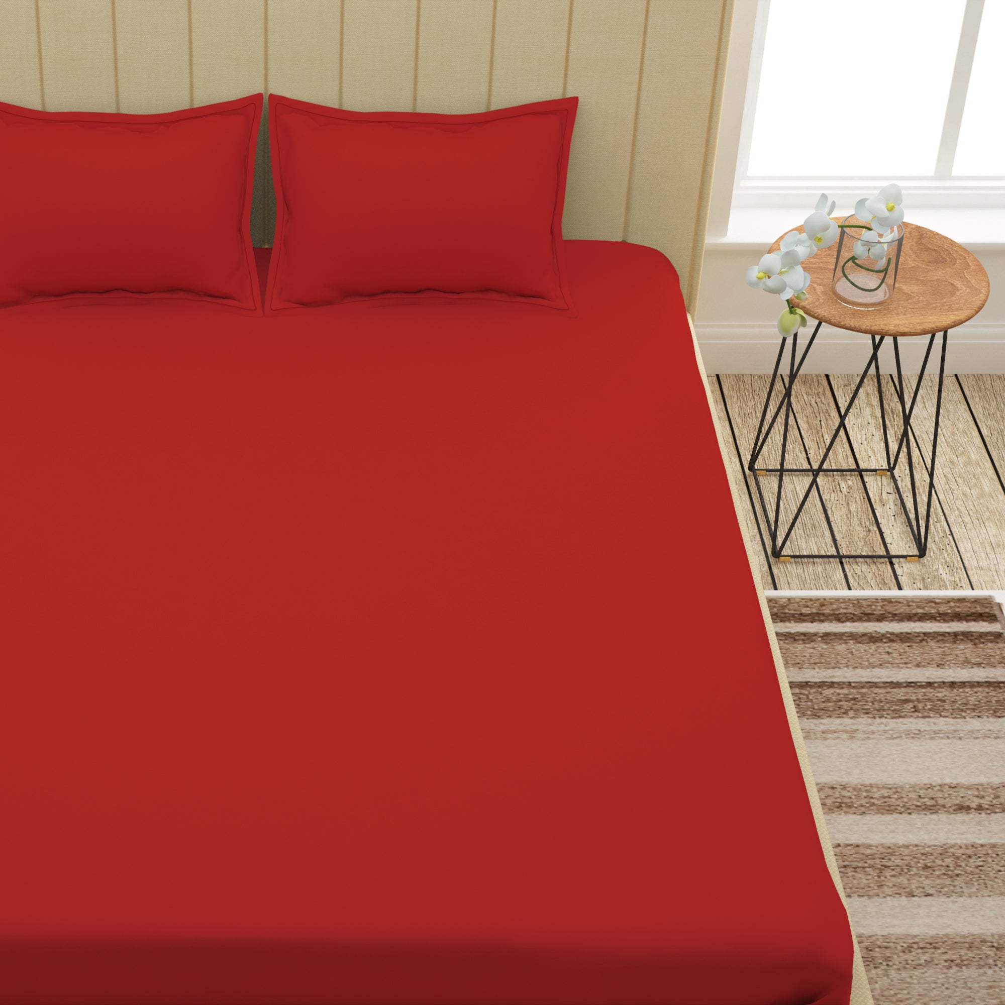 Forever 300 TC Ruby Red King Size Bedsheet
