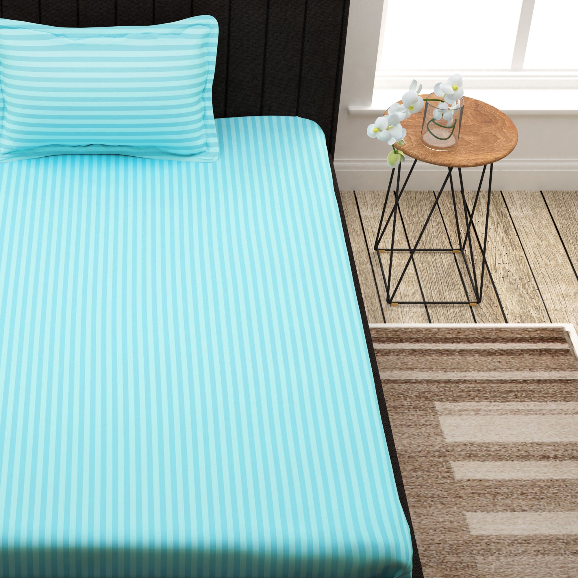 Avalon Blue 300 TC 100% Cotton Single Size Bedsheet