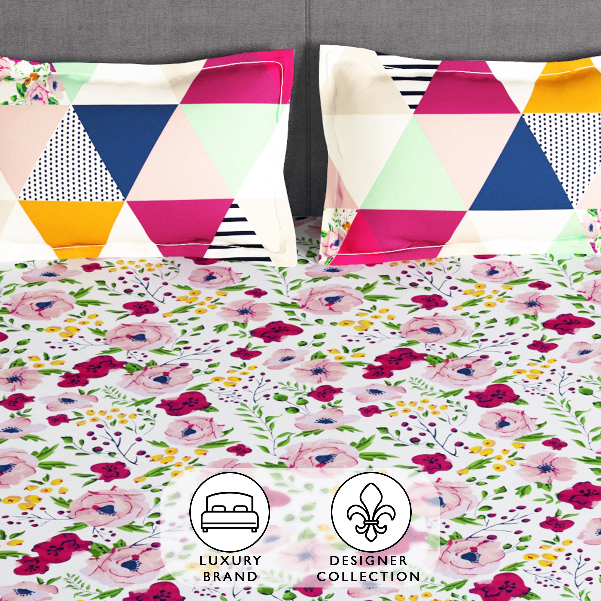 Arena 186 TC Pink Double Size Bedsheet With 2 Pillow Cover