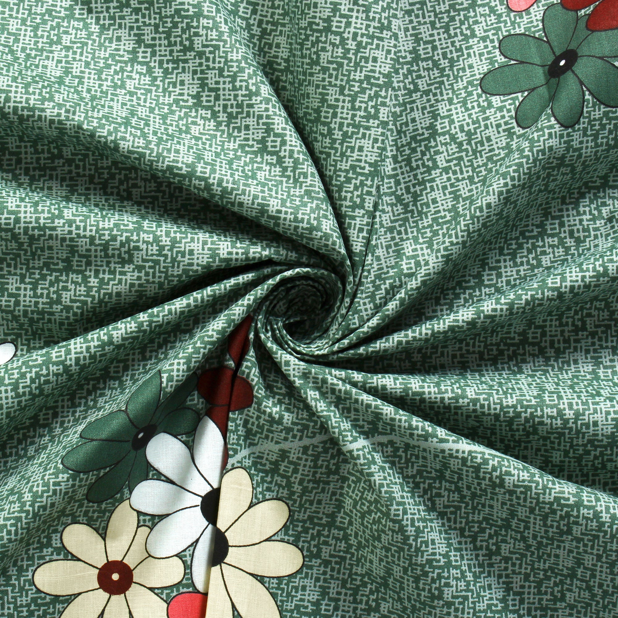 Story@Home 210 TC 100% Cotton Green & Peach Floral 2 Single Bedsheet Combo with 2 Pillow Covers