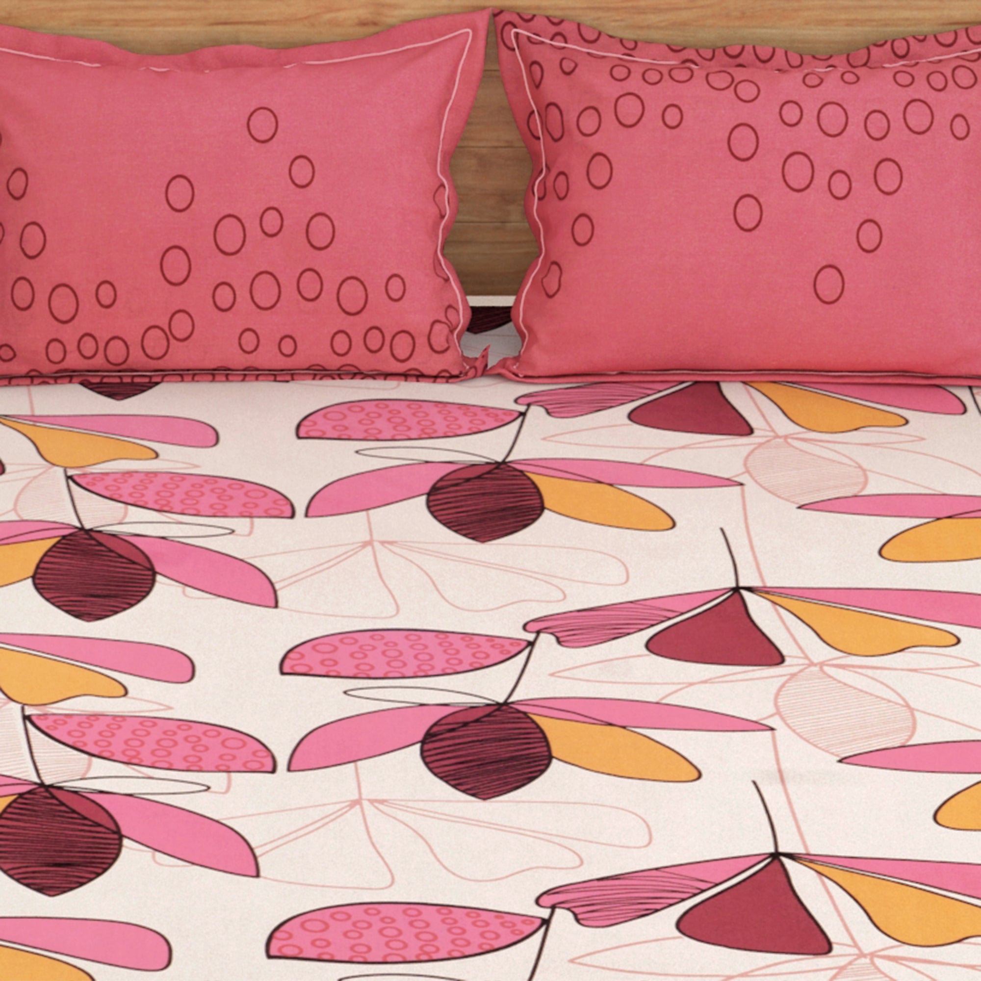 Majestic 152 TC Pink Cotton Double Bedsheet