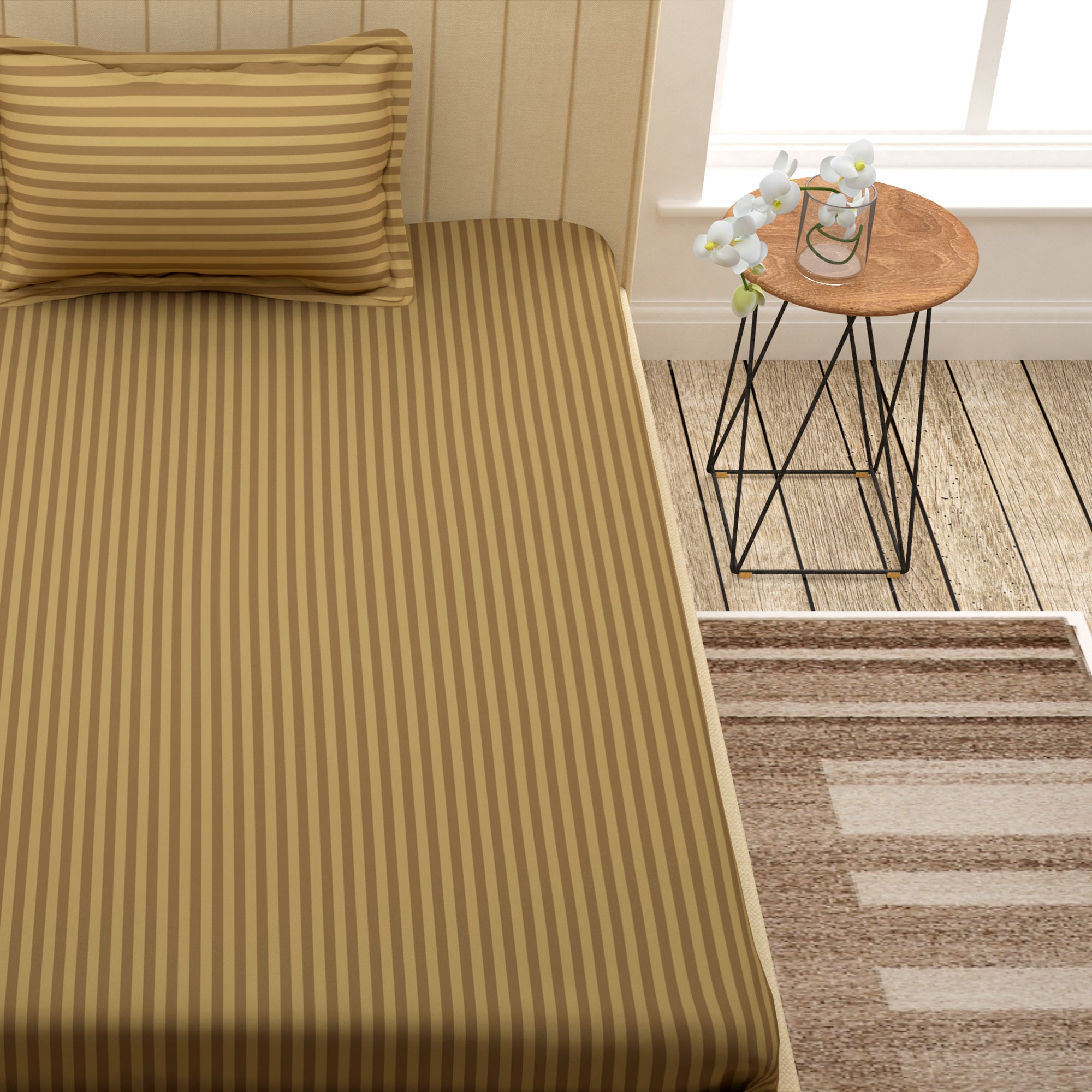 Avalon Brown 300 TC 100% Cotton Single Size Bedsheet