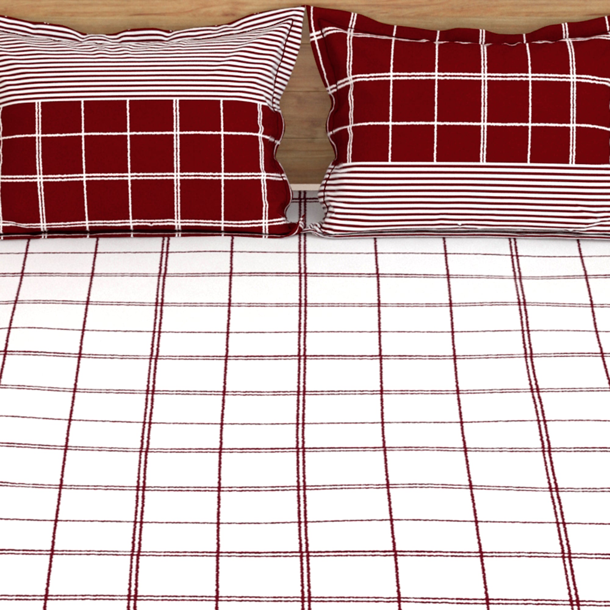 Majestic 152 TC Maroon Cotton Double Bedsheet With 2 Pillow Covers