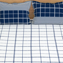 Majestic 152 TC Navy Cotton Double Bedsheet with 2 Pillow Covers