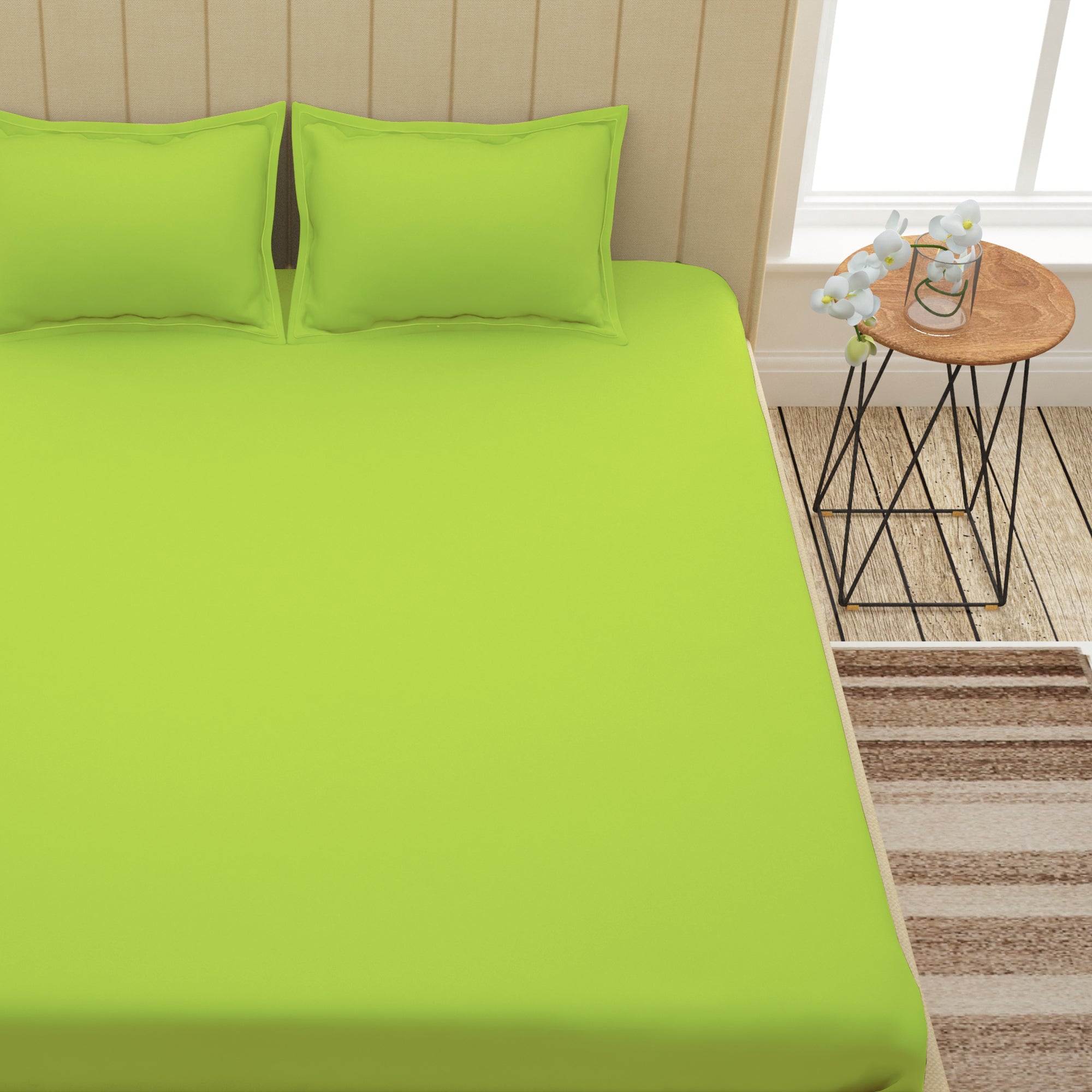Forever 300 TC Neon Green King Size Bedsheet