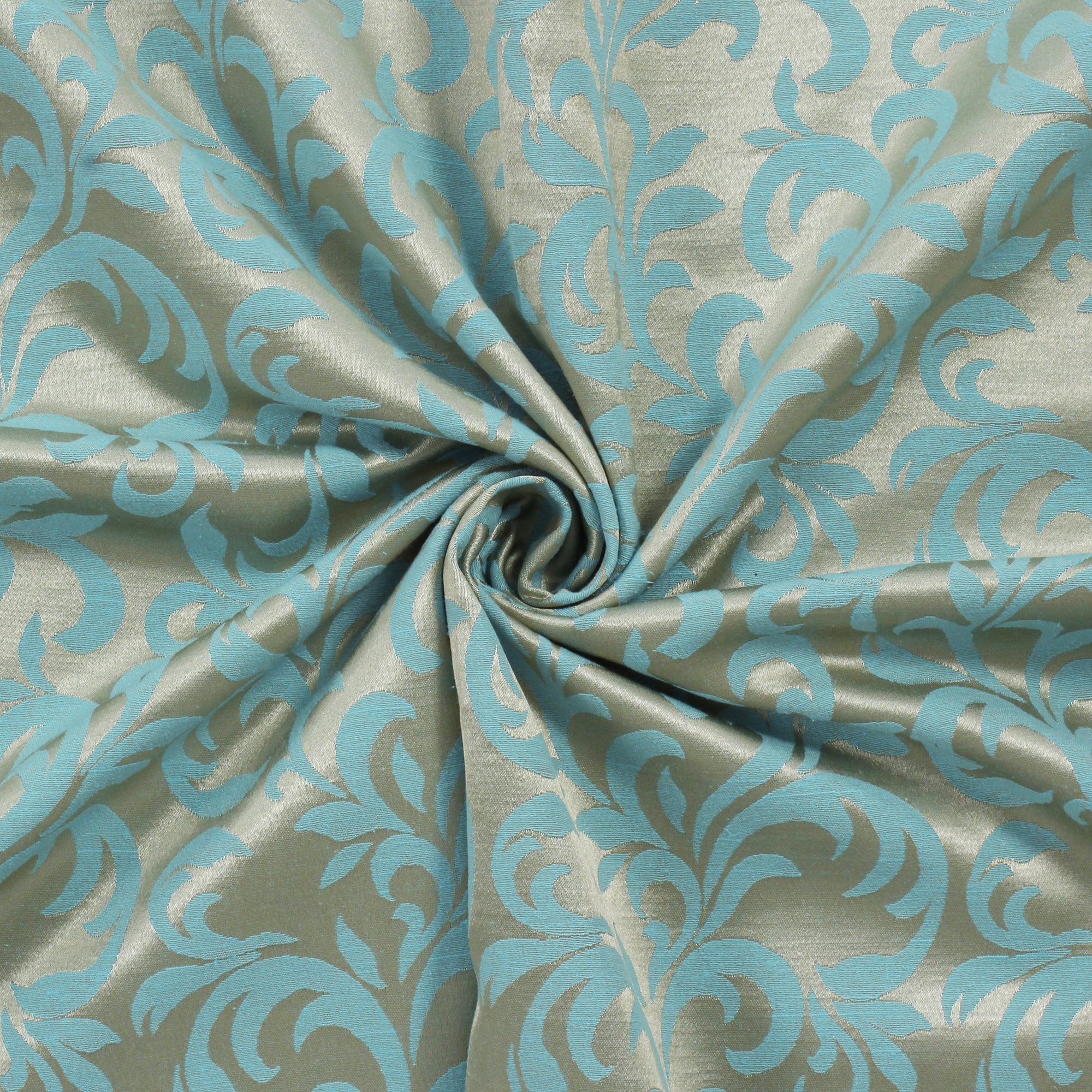 2 Pcs Blue Bloom Jacquard Room Darkening Door/Window Curtains