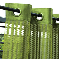2 Pcs Green Aura Sheer Net Polyester Window/Door/Long Door Curtains
