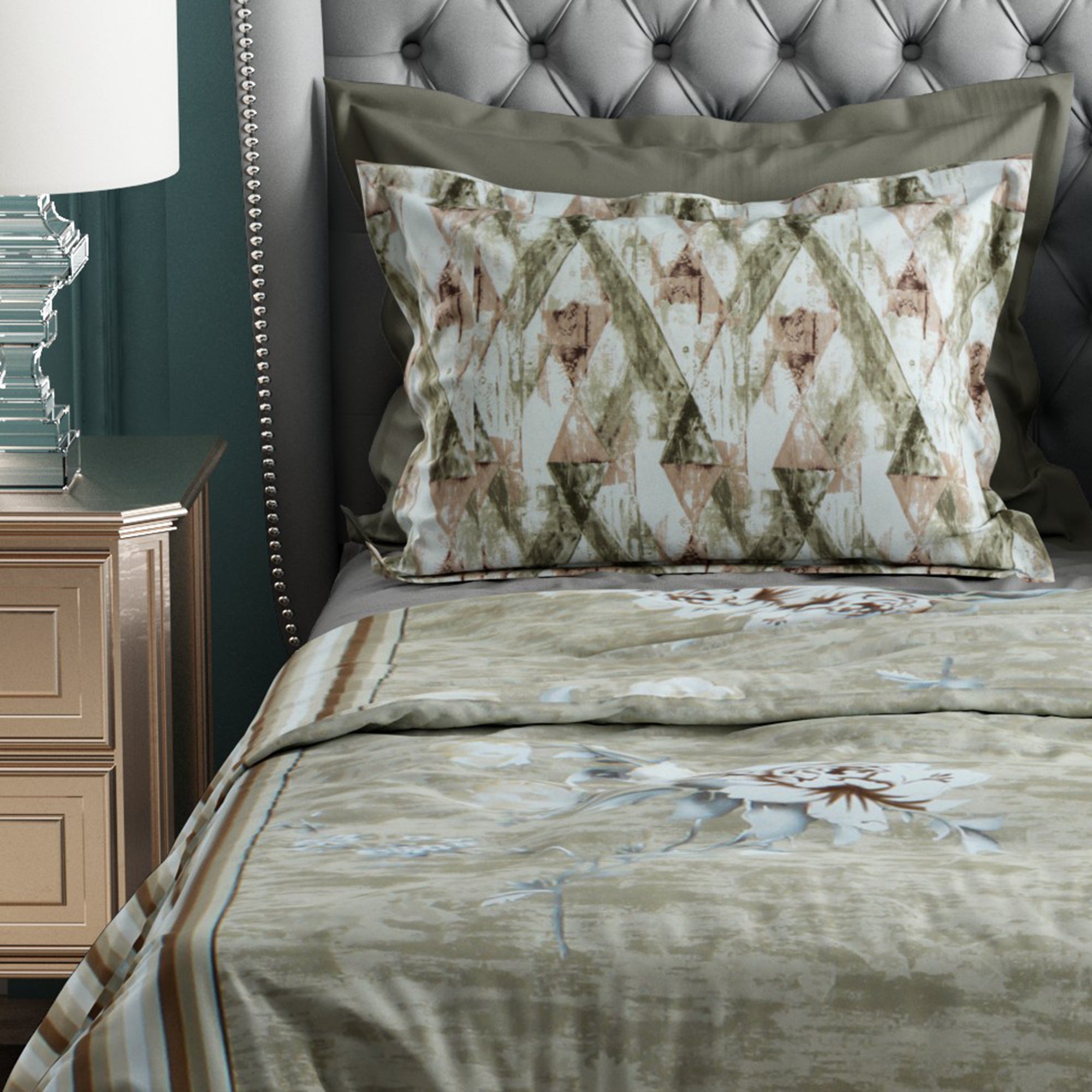 Studio Luxurious 144 TC 100% Cotton Olive Green Double Bedsheet