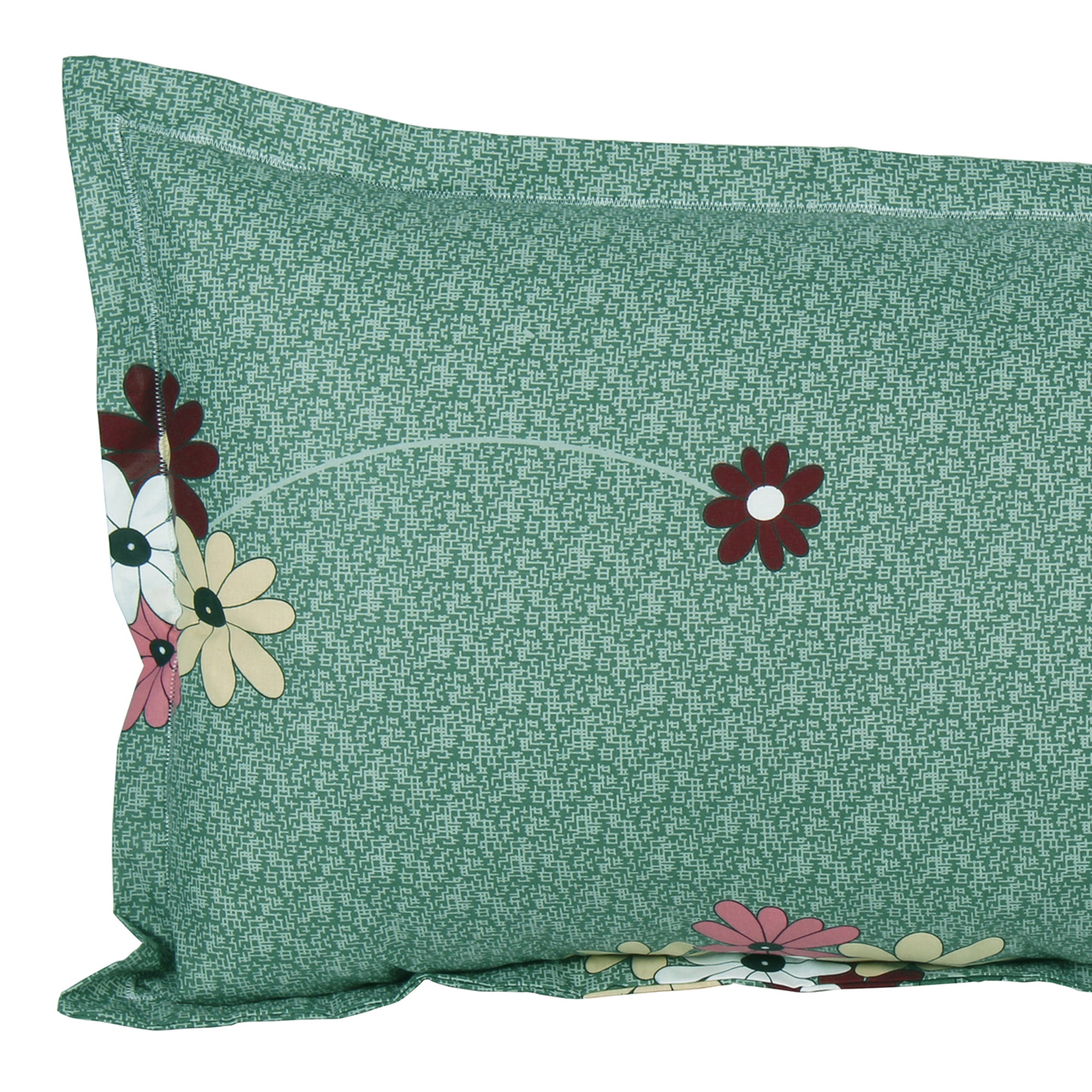 Story@Home 210 TC 100% Cotton Green & Peach Floral 2 Single Bedsheet Combo with 2 Pillow Covers