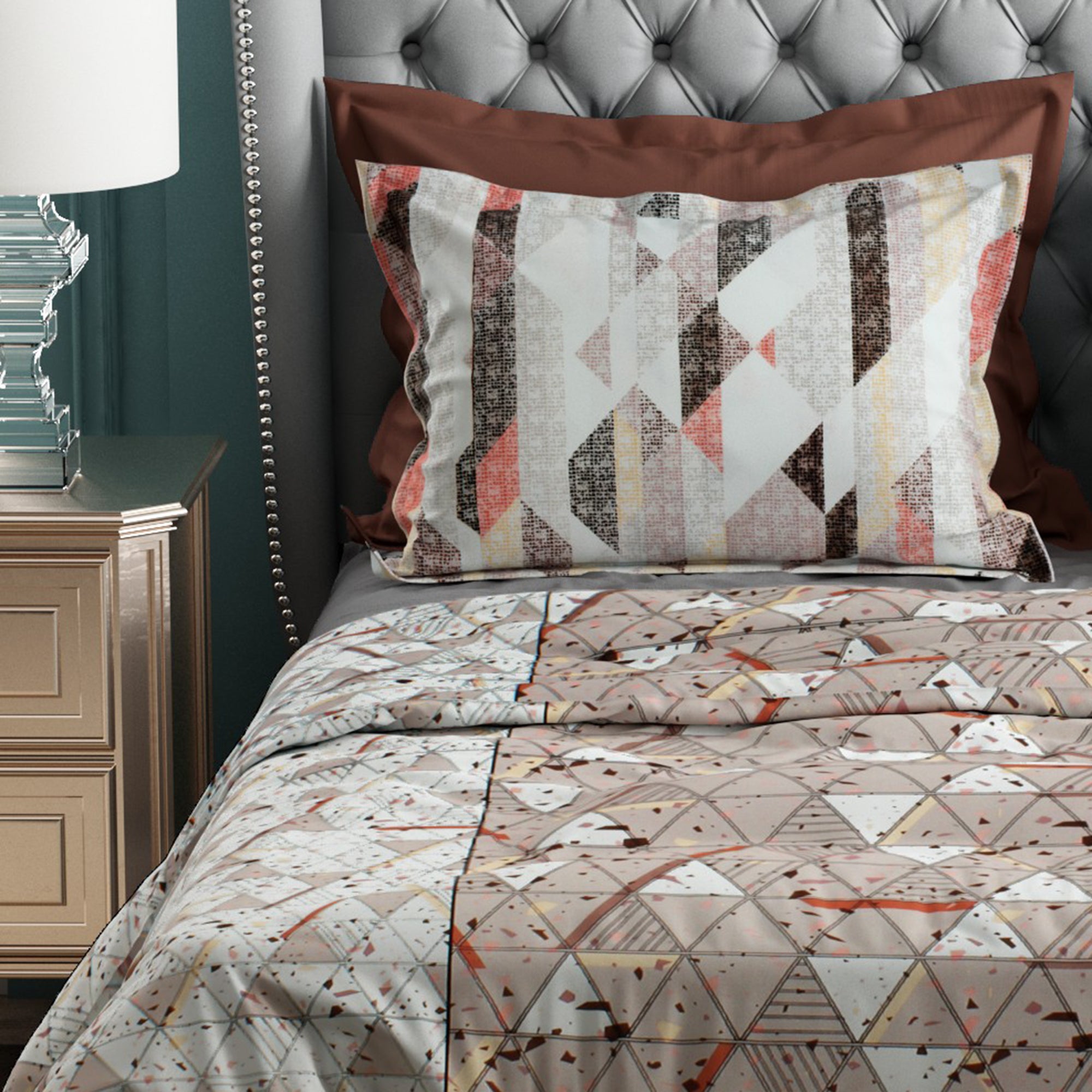 Studio Luxurious 144 TC 100% Cotton Brown Double Bedsheet