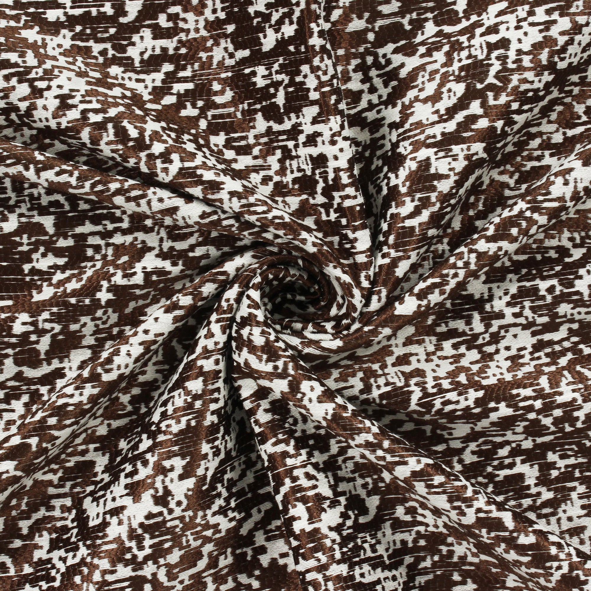 2 Pcs Brown Compass Jacquard Room Darkening Door/Window Curtains