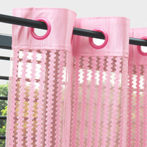 2 Pcs Light Pink Aura Sheer Net Polyester Window/Door/Long Door Curtains