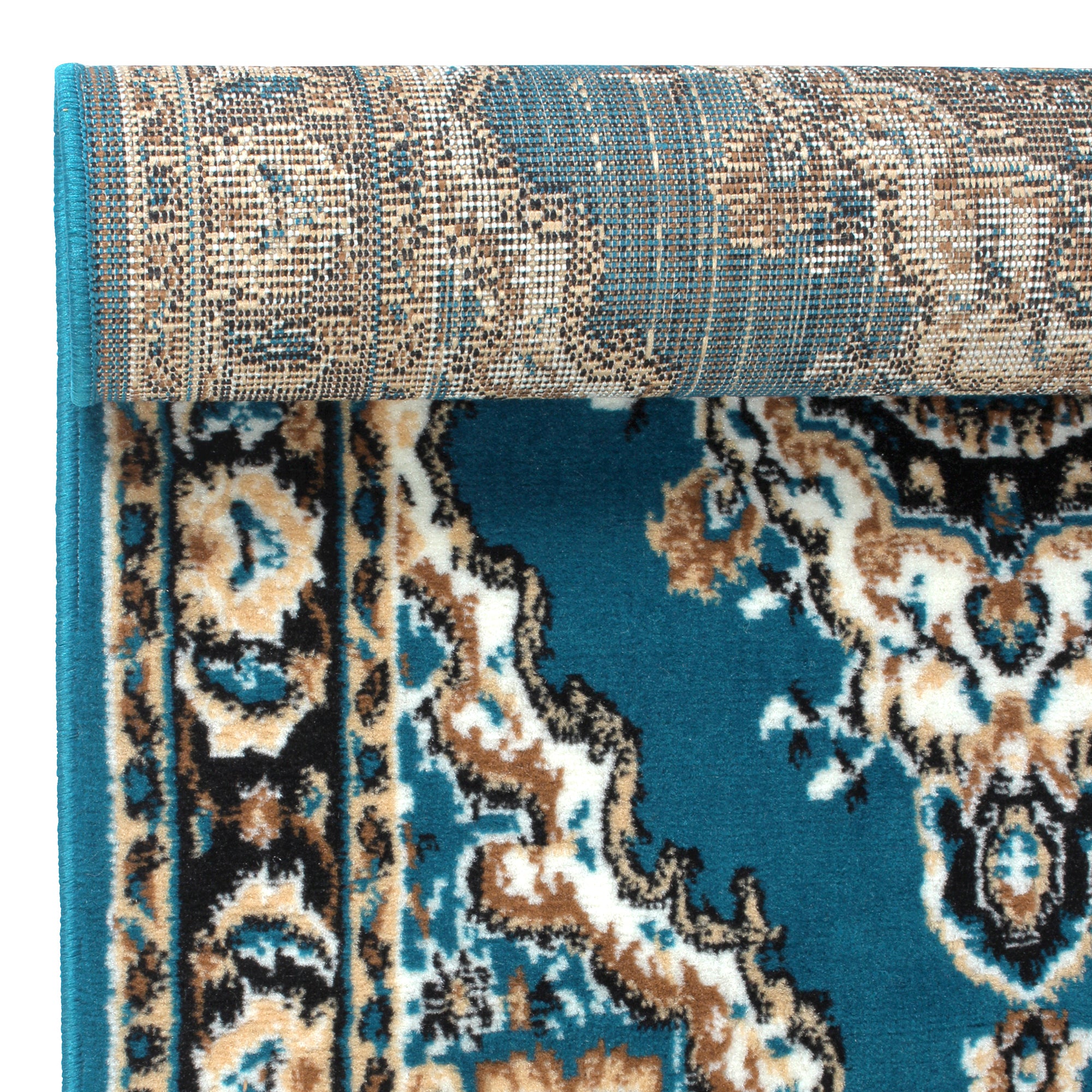 Blue Motif Rustico Rug/Carpet with Anti Skid Backing
