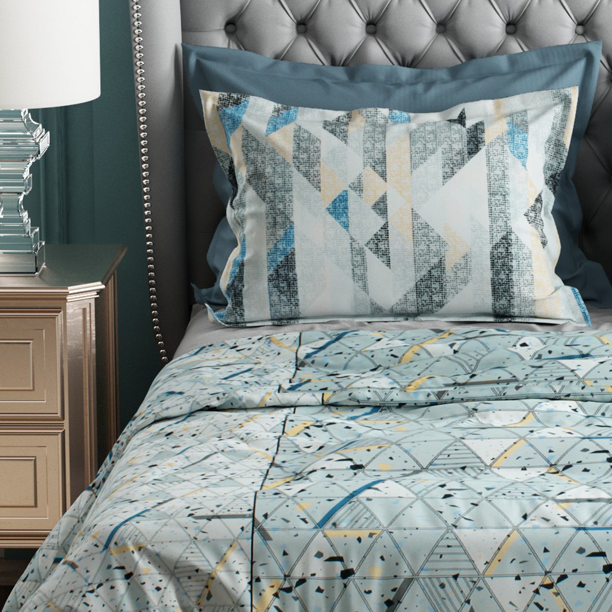 Studio Luxurious 144 TC 100% Cotton Blue Double Bedsheet