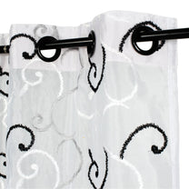 2 Pcs Black & White Imagica Sheer Door Curtains, 7 ft