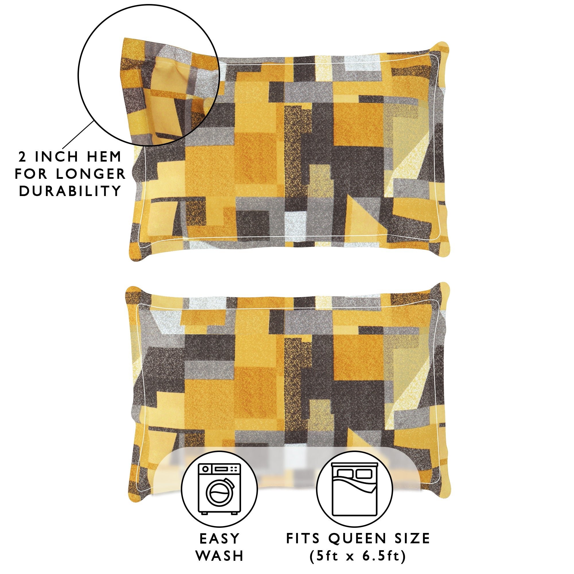 Arena 186 TC Mustard Double Size Bedsheet With 2 Pillow Cover