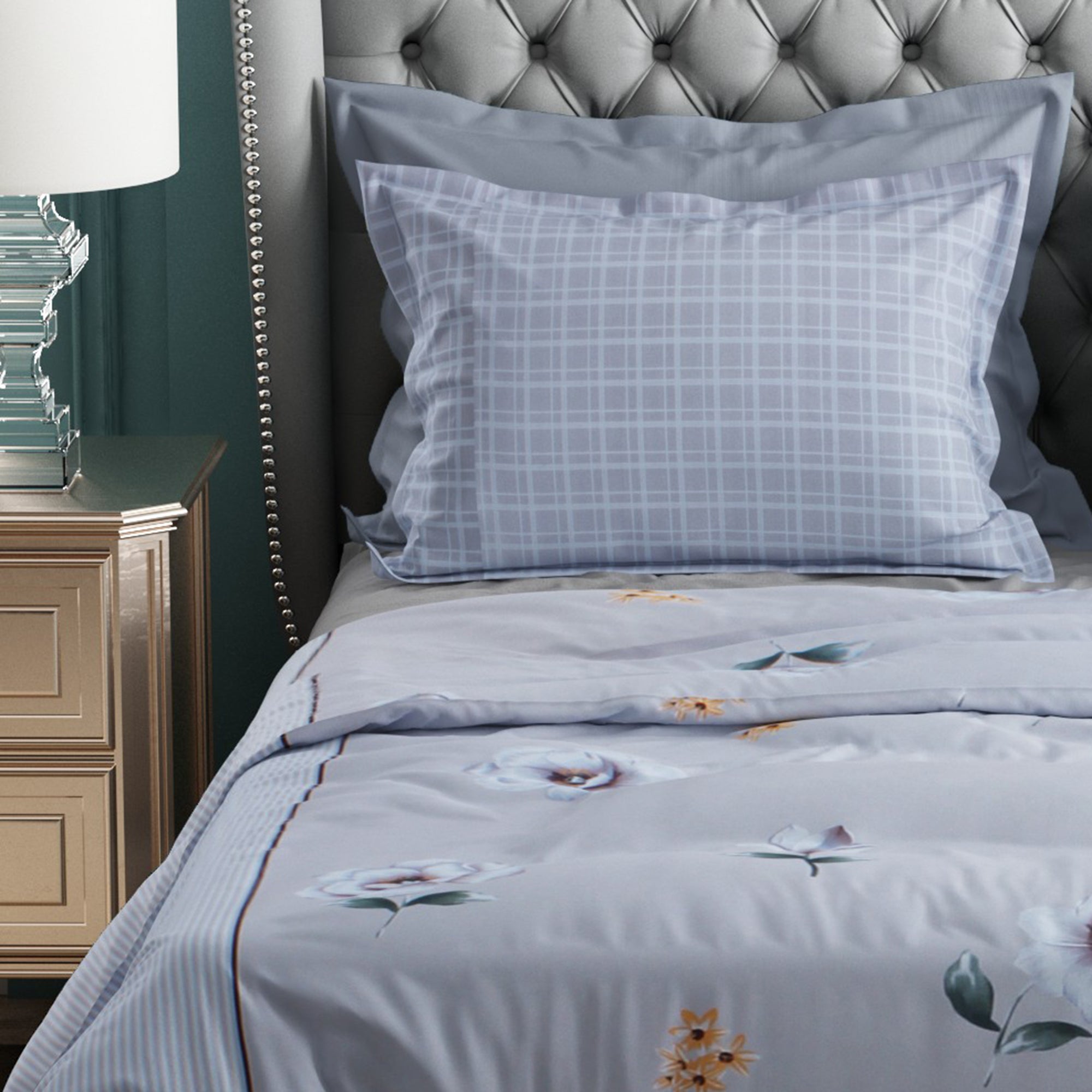 Studio Luxurious 144 TC 100% Cotton Grey Double Bedsheet
