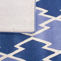 Blue Woolen Handmade Abstract Bhadohi Carpet