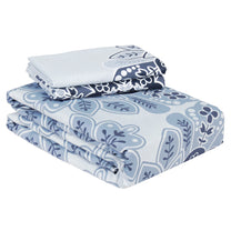 PAVO Tranquil Luxurious Grey & Blue Floral King Size Bedsheet
