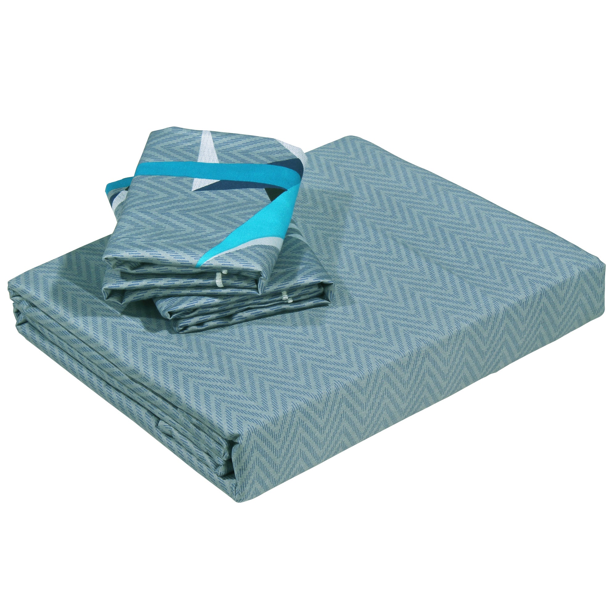 Artini Collection Geometric Pattern King Size Bedsheet - Blue