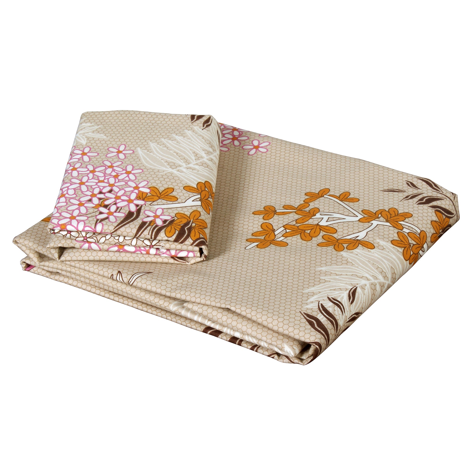 Story@Home 210 TC 100% Cotton Pink Peach Floral 2 Single Bedsheet Combo with 2 Pillow Covers