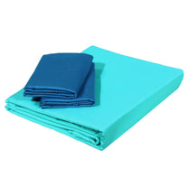 PAVO Tranquil Solid Luxurious King Bedsheet - Aqua Blue and Blue