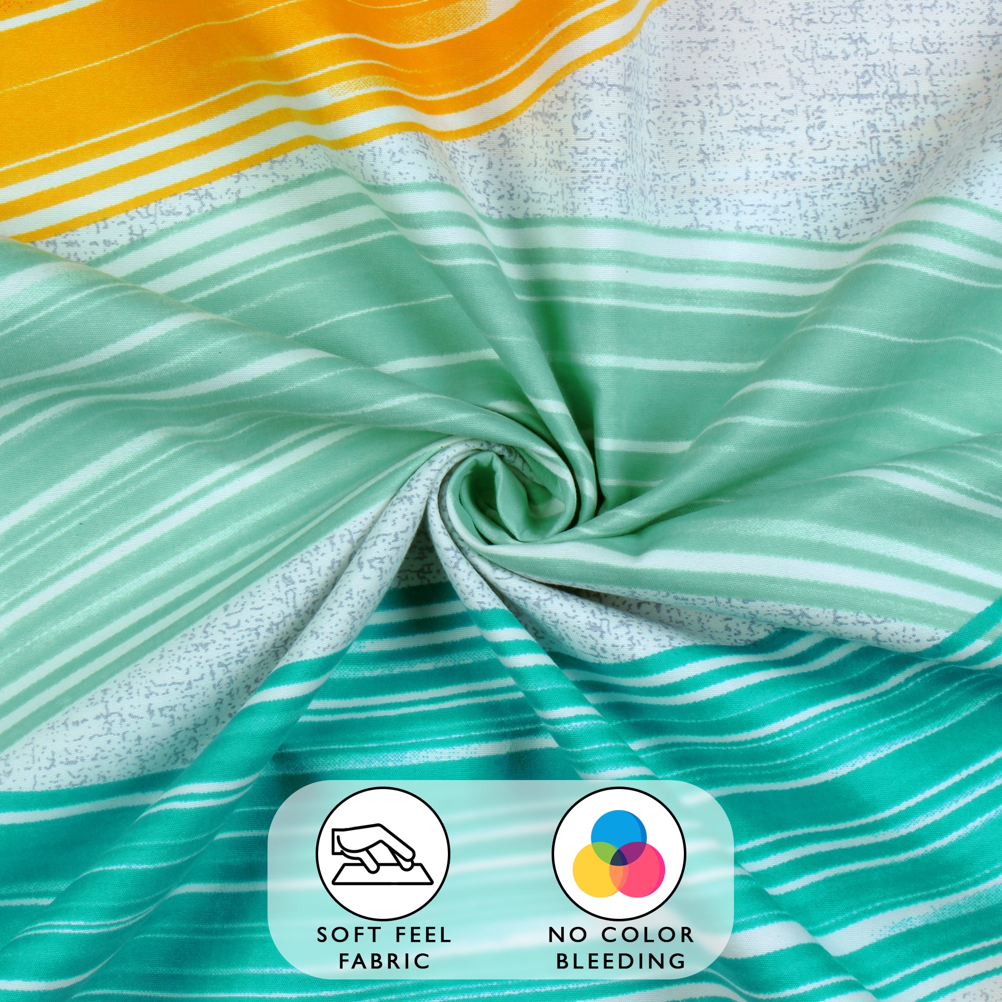 Arena 186 TC Turquoise Double Size Bedsheet With 2 Pillow Cover