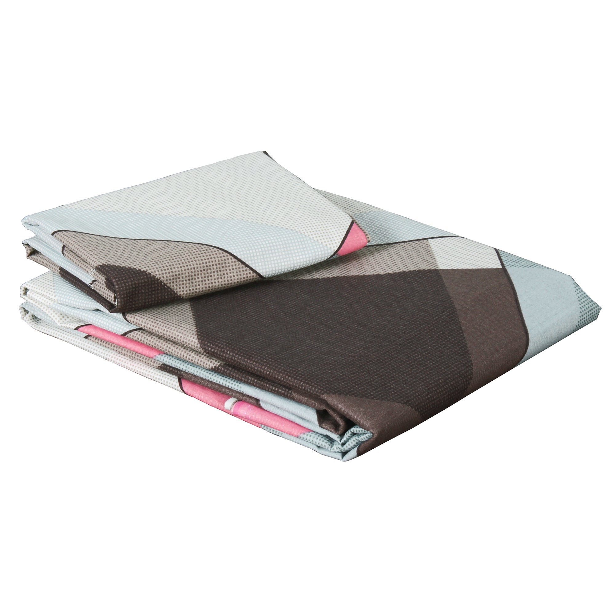 Story@Home 210 TC 100% Cotton Grey & Pink Diamond Checks Print 2 Single Bedsheet Combo with 2 Pillow Covers