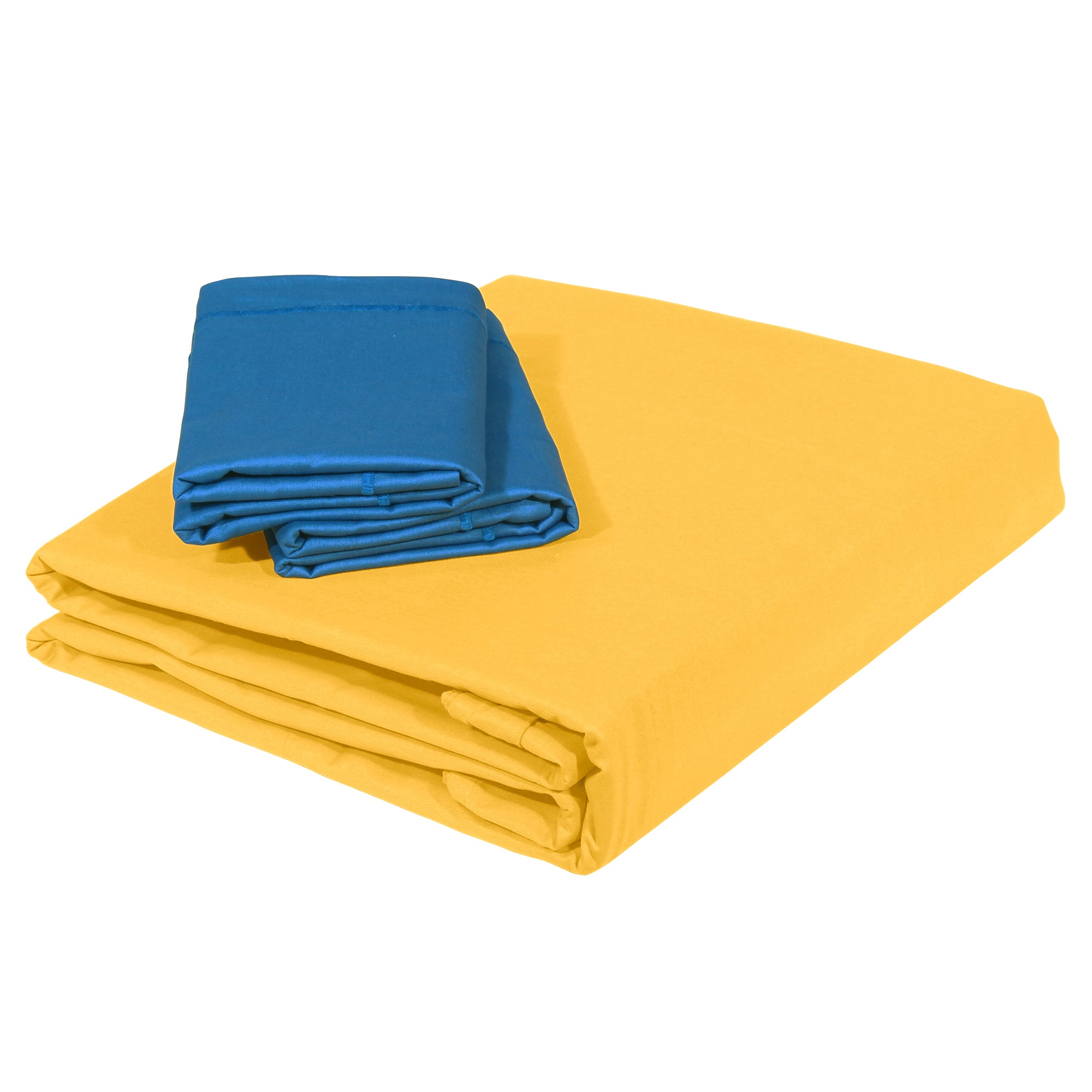 PAVO Tranquil Solid Luxurious King Bedsheet Lemon (Yellow and Blue)