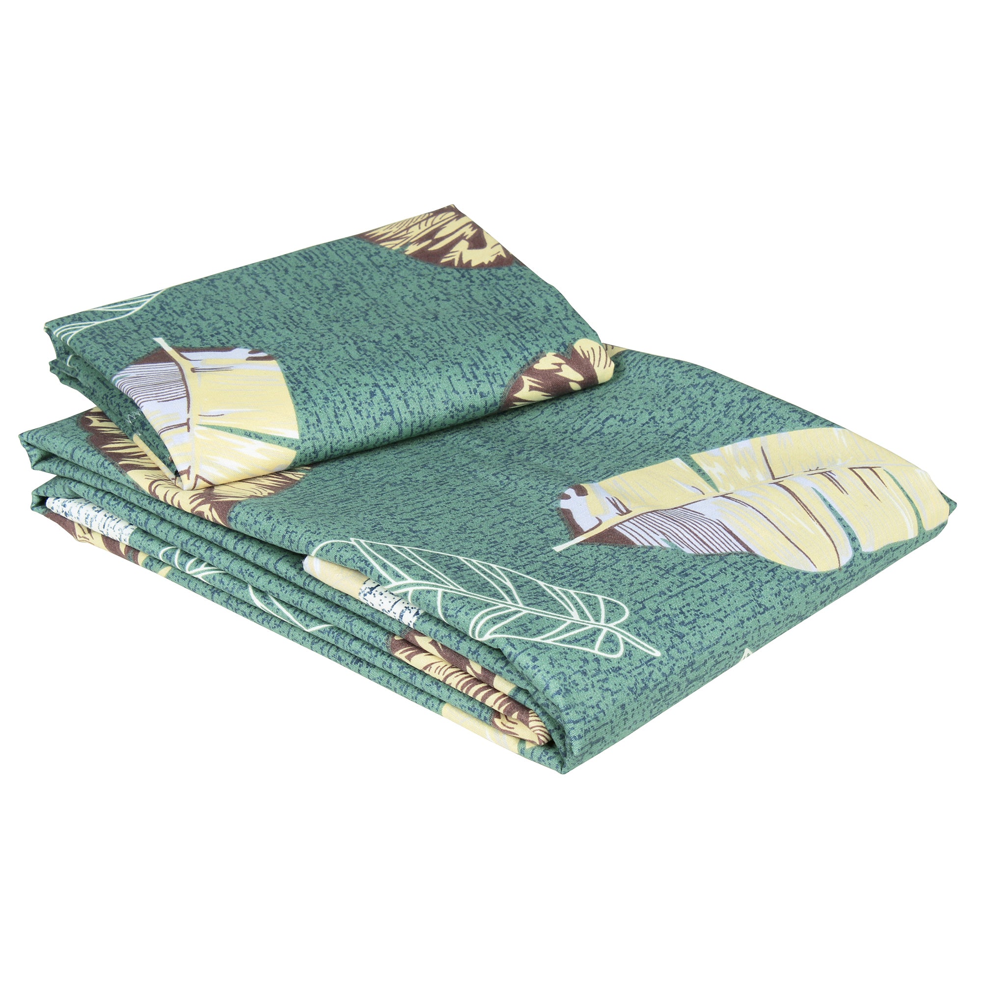 Story@Home 210 TC 100% Cotton Green Floral 2 Single Bedsheet Combo with 2 Pillow Covers