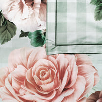 PAVO MOLLIS HOMES SUPER KING SIZE BEDSHEET - Floral Checks, Grey and Pink