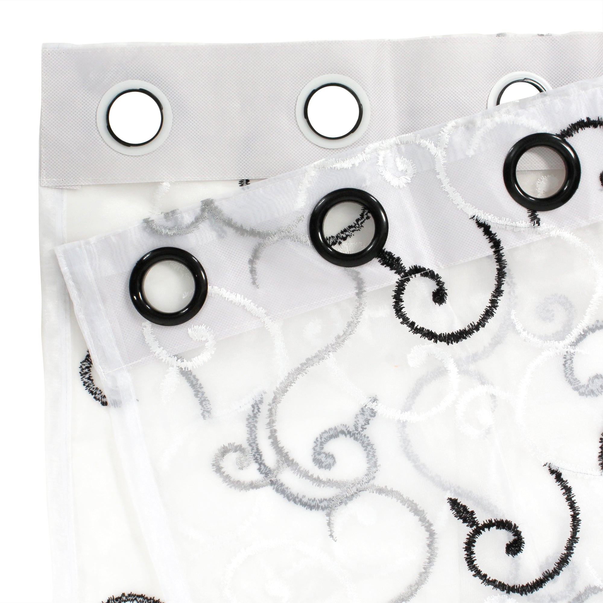 2 Pcs Black & White Imagica Sheer Door Curtain, 7 ft