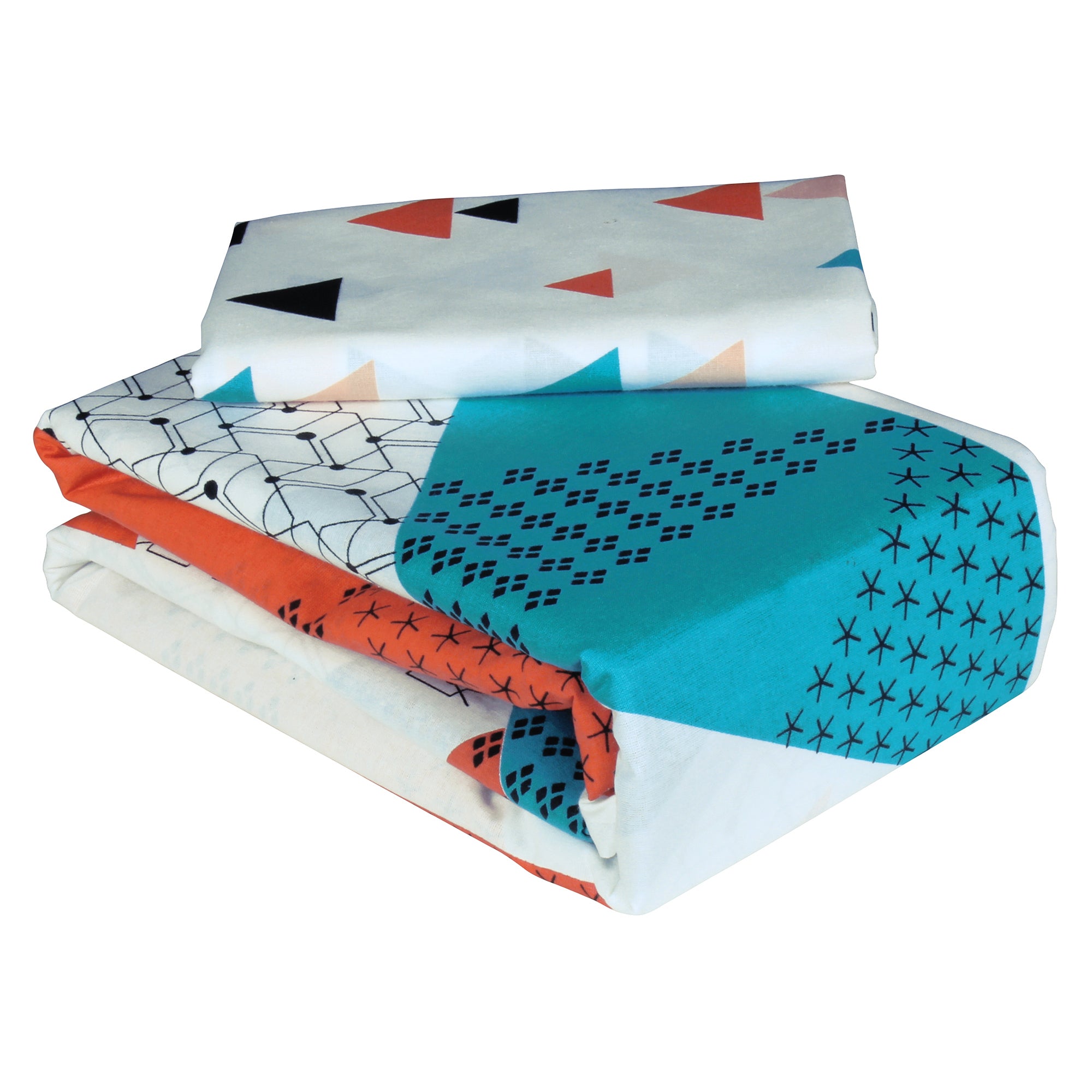 Metro 186 TC 100% Cotton Teal Blue Single Size Bedsheet with 1 Pillow Cover
