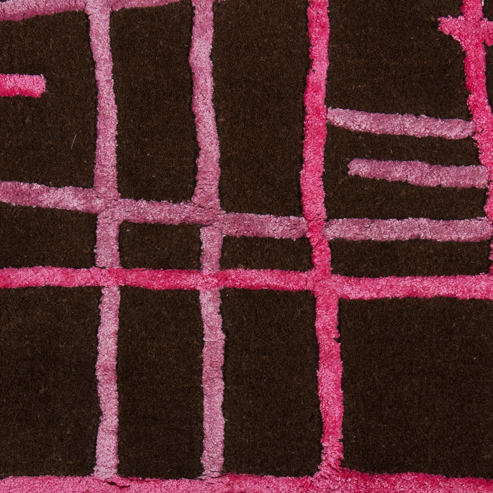 Dark Brown Woolen Handmade Checks Bhadohi Carpet