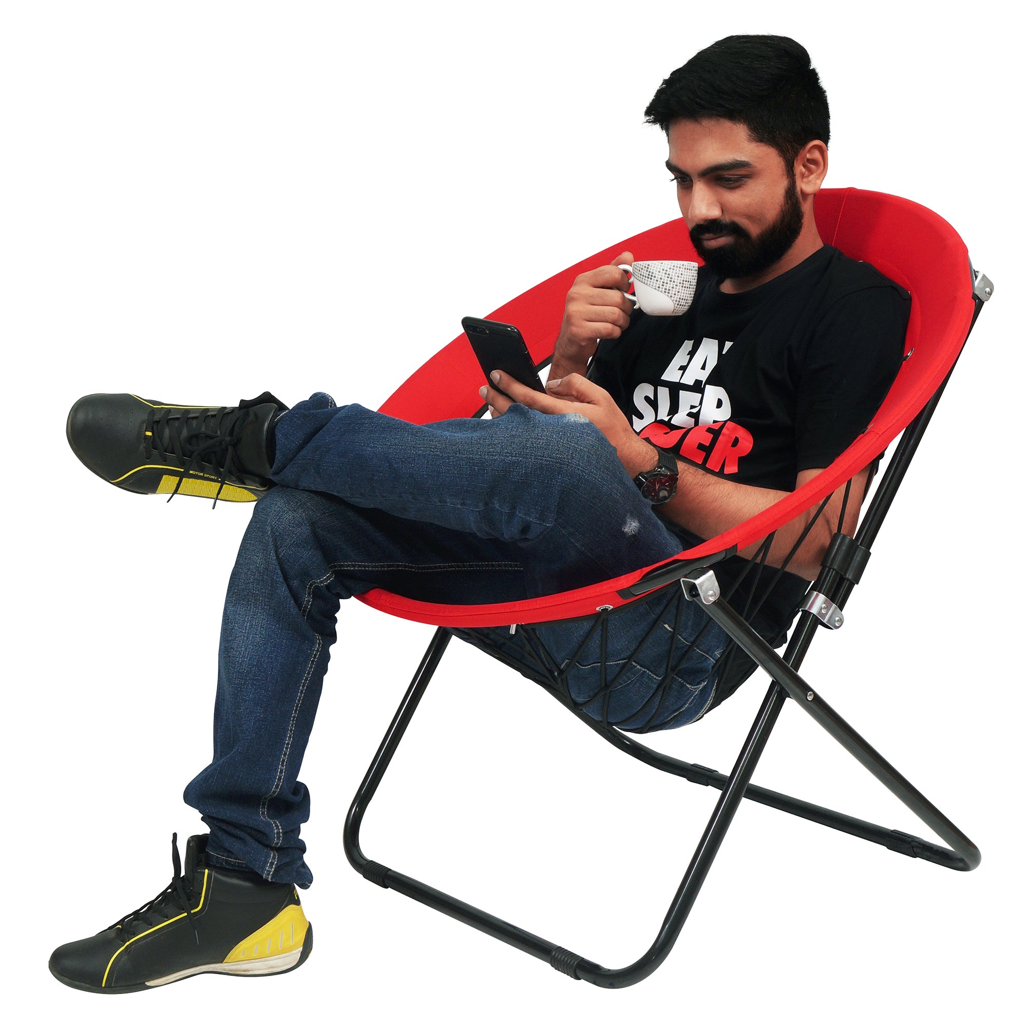 Story@Home Metal Red Solid 1 U Foldable Chair
