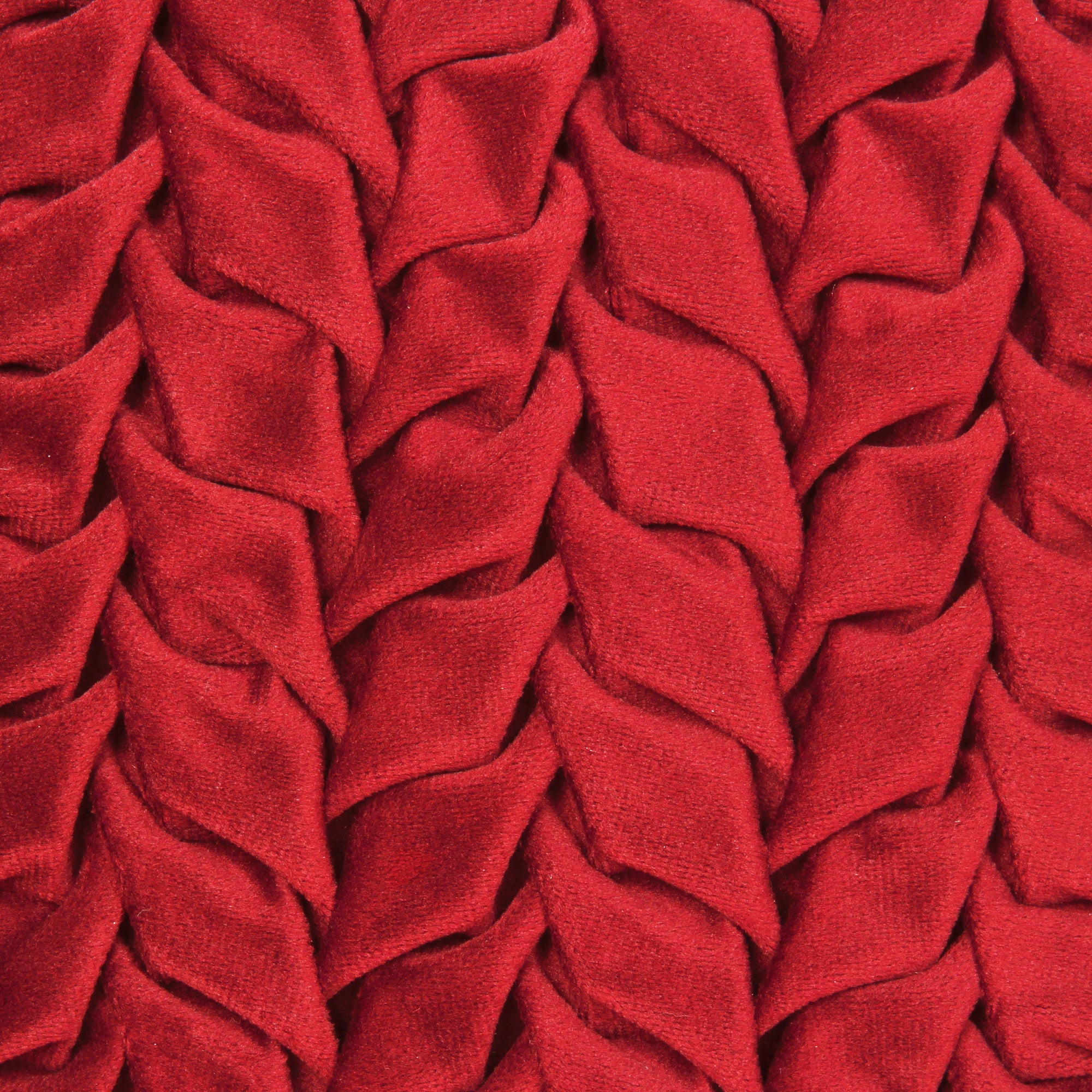 Red Smocked Velvet Polyster SPLENDORA CUSHION COVER