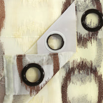 2 Pcs Beige & Brown Imagica Sheer Door Curtain, 7 ft