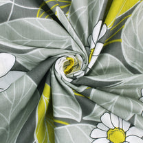 Metro Cotton Double Bedsheet Combo - 186 TC- Grey/Yellow and Grey - Floral