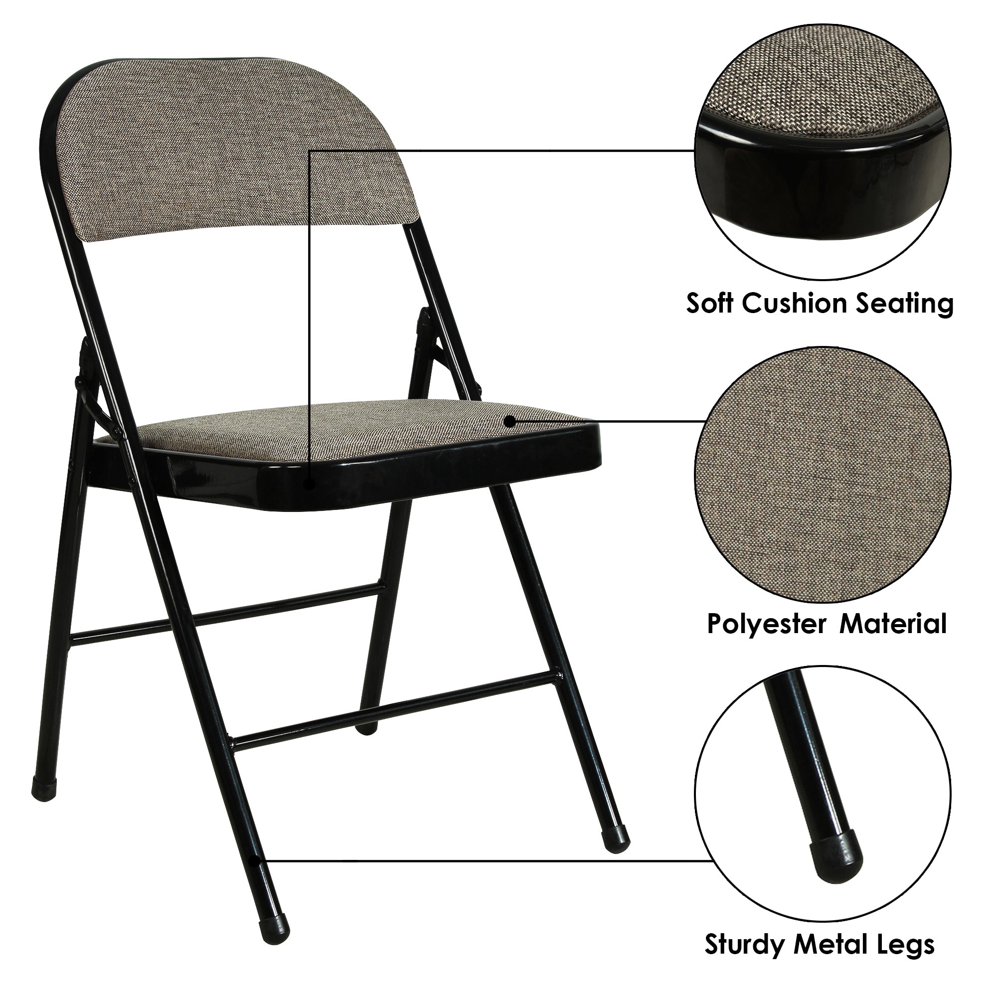 Folding Padded Grey Metal Chair
