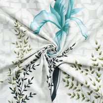 PAVO Tranquil Luxurious Light Blue & White Floral King Size Bedsheet
