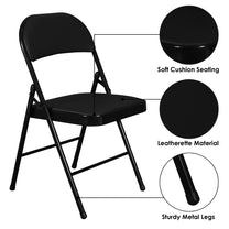 Folding Padded Black Metal Chair
