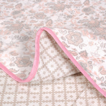 Super Soft Baby Pink & White  Floral Single Dohar